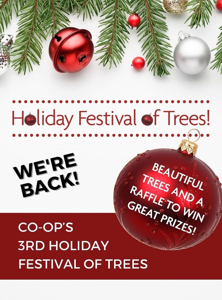 An advertisement for the Third Holiday Festival of Trees held in 2022